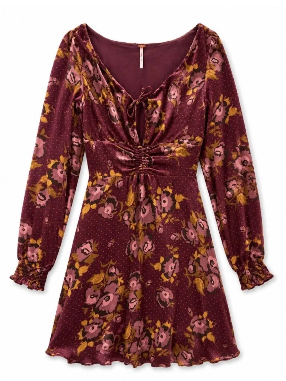 Free People 2 Morning Light Floral Print Satin Mini Dress